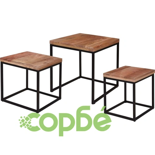 Home&Styling Комплект странични маси, 3 бр, мангово дърво  ➤ топ цена ➤ sorbe.bg