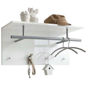 FMD Стенна закачалка за дрехи, 72x29,3x34,5 см, бяла