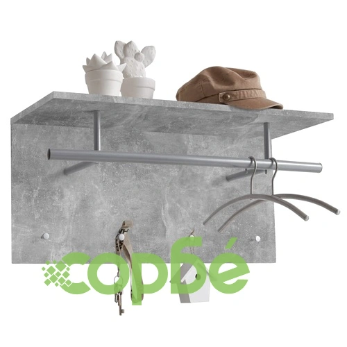 FMD Стенна закачалка за дрехи, 72x29,3x34,5 см, бетонно сива ➤ топ цена ➤ sorbe.bg