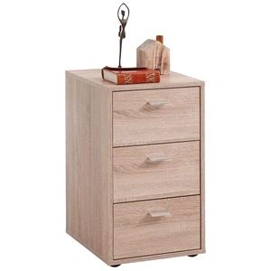 FMD Нощно шкафче с 3 чекмеджета, цвят дъб