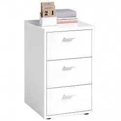 FMD Нощно шкафче с 3 чекмеджета, бяло
