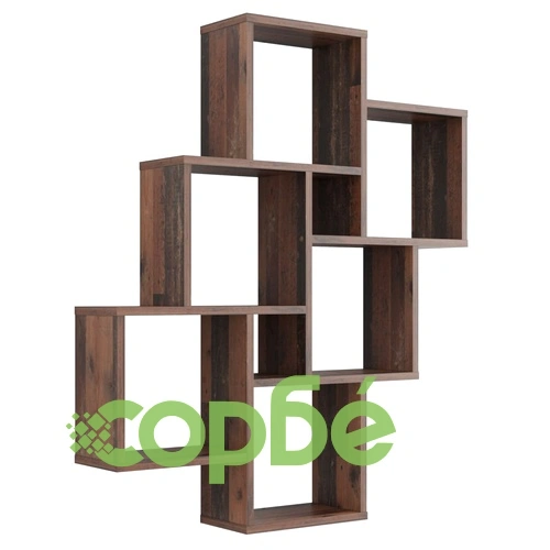 FMD Етажерка за стена с 8 отделения, цвят на старо тъмно дърво ➤ топ цена ➤ sorbe.bg