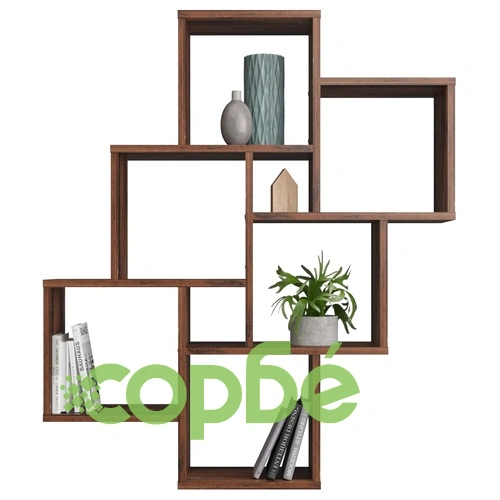 FMD Етажерка за стена с 8 отделения, цвят на старо тъмно дърво ➤ топ цена ➤ sorbe.bg
