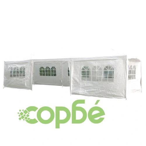 HI Парти шатра със странични стени, 3x9 м, бяла ➤ топ цена ➤ sorbe.bg