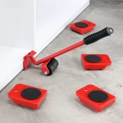 HI Комплект за пренасяне на мебели с колелца, червено и черно