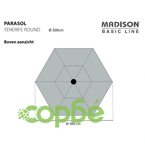 Madison Градински чадър Tenerife, 300 см, кръгъл, екрю ➤ топ цена ➤ sorbe.bg