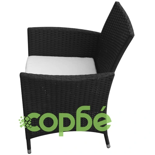 Градински столове, 2 бр, полиратан, черни ➤ топ цена ➤ sorbe.bg