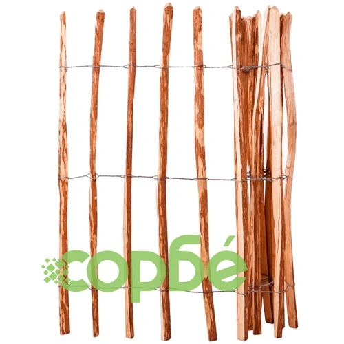Дървена ограда от колчета, лешниково дърво, 120x250 см ➤ топ цена ➤ sorbe.bg