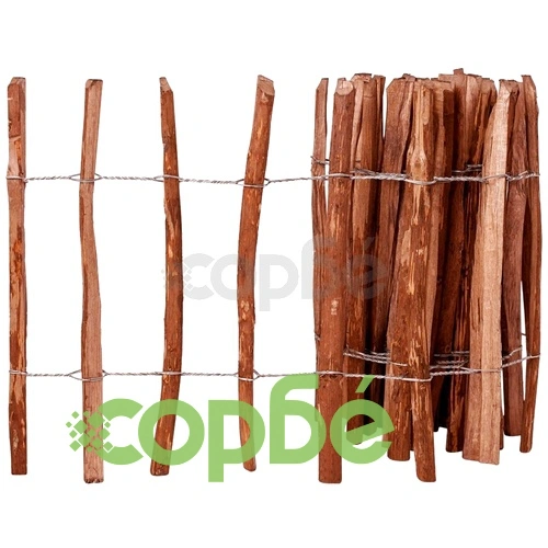 Дървена ограда от колчета, лешниково дърво, 60x500 см ➤ топ цена ➤ sorbe.bg