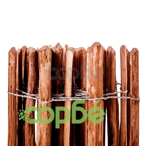 Дървена ограда от колчета, лешниково дърво, 60x500 см ➤ топ цена ➤ sorbe.bg