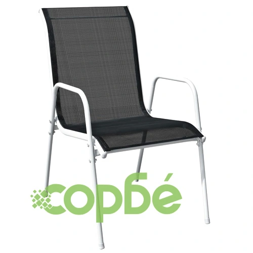 Стифиращи градински столове, 6 бр, стомана и Textilene, черни ➤ топ цена ➤ sorbe.bg