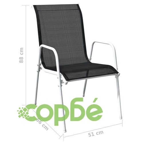Стифиращи градински столове, 6 бр, стомана и Textilene, черни ➤ топ цена ➤ sorbe.bg