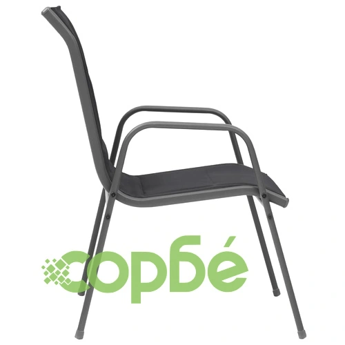 Стифиращи градински столове, 6 бр, стомана и Textilene, черни ➤ топ цена ➤ sorbe.bg