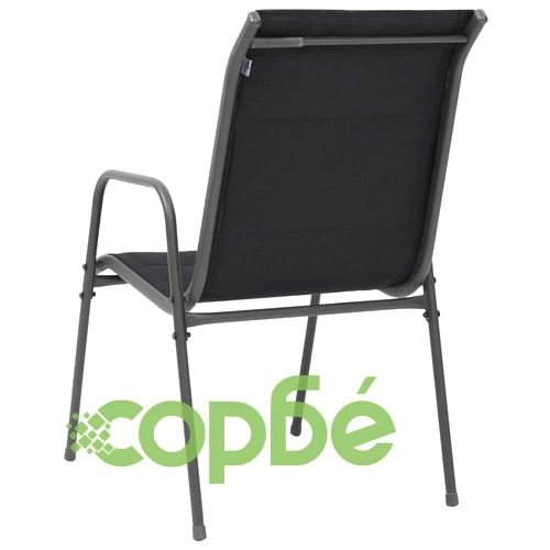 Стифиращи градински столове, 6 бр, стомана и Textilene, черни ➤ топ цена ➤ sorbe.bg