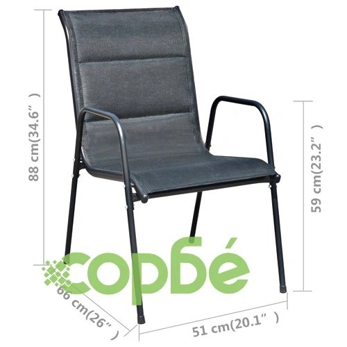 Бистро комплект, 3 части, стомана, черен ➤ топ цена ➤ sorbe.bg