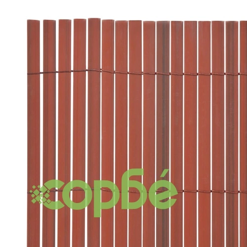 Двустранна градинска ограда, PVC, 90x300 см, кафява ➤ топ цена ➤ sorbe.bg