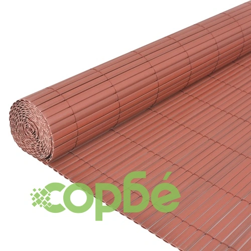Двустранна градинска ограда, PVC, 90x300 см, кафява ➤ топ цена ➤ sorbe.bg