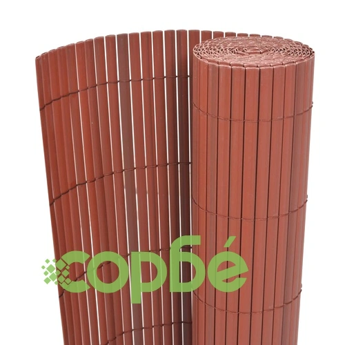 Двустранна градинска ограда, PVC, 90x500 см, кафява ➤ топ цена ➤ sorbe.bg