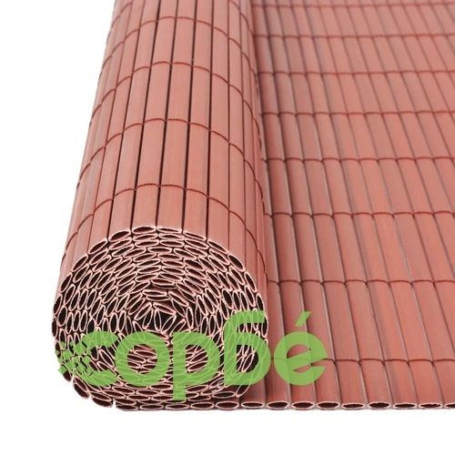 Двустранна градинска ограда, PVC, 90x500 см, кафява ➤ топ цена ➤ sorbe.bg