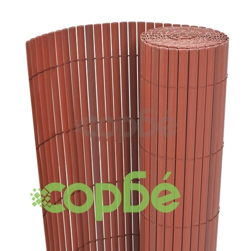 Двустранна градинска ограда, PVC, 195x300 см, кафява ➤ топ цена ➤ sorbe.bg