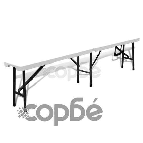 Сгъваема градинска маса с 2 пейки, 180 см, стомана и HDPE, бяла ➤ топ цена ➤ sorbe.bg