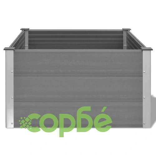 Градинска повдигната леха, WPC, 100x100x54 см, сива ➤ топ цена ➤ sorbe.bg