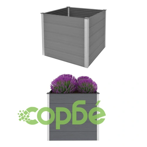 Градинска повдигната леха, WPC, 100x100x91 см, сива ➤ топ цена ➤ sorbe.bg