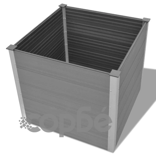 Градинска повдигната леха, WPC, 100x100x91 см, сива ➤ топ цена ➤ sorbe.bg