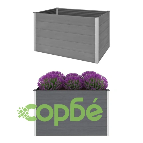 Градинска повдигната леха, WPC, 150x100x91 см, сива ➤ топ цена ➤ sorbe.bg