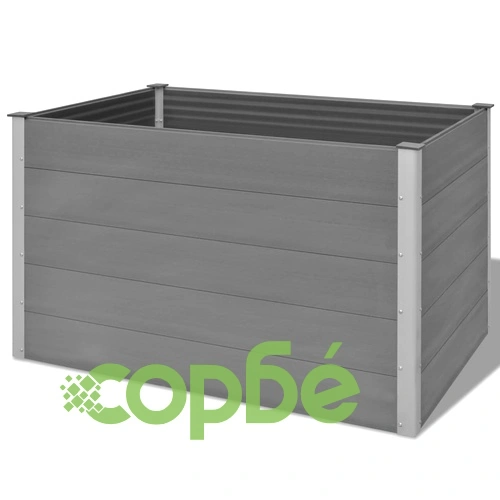 Градинска повдигната леха, WPC, 150x100x91 см, сива ➤ топ цена ➤ sorbe.bg