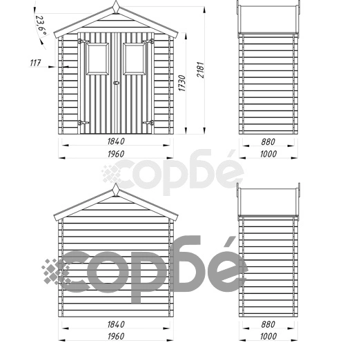 Градинска барака, 2x1 м, 19 мм, дървена ➤ топ цена ➤ sorbe.bg