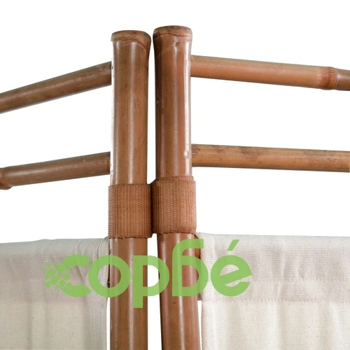 Сгъваем 3-панелен параван за стая, бамбук и текстил, 120 cм    ➤ топ цена ➤ sorbe.bg