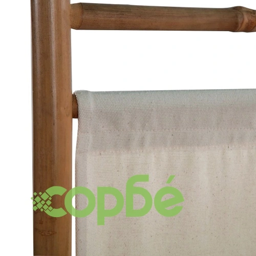 Сгъваем 3-панелен параван за стая, бамбук и текстил, 120 cм    ➤ топ цена ➤ sorbe.bg