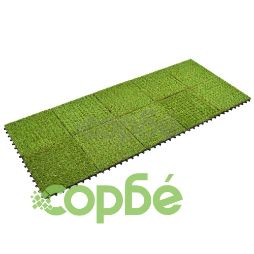 Плочки изкуствена трева, 10 бр, 30x30 см, зелени ➤ топ цена ➤ sorbe.bg
