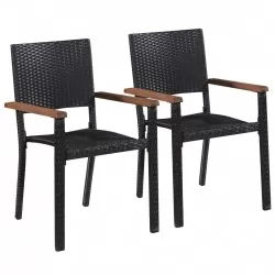 Външни столове, 2 бр, полиратан, черни
