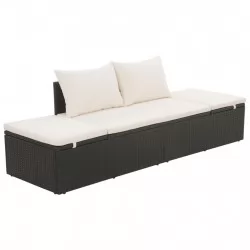 Градинско легло, черно, 195x60 см, полиратан