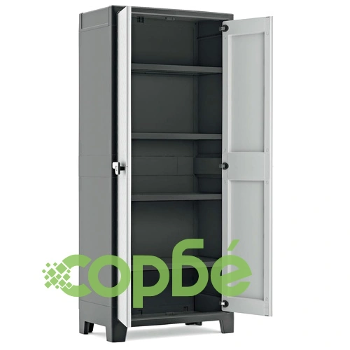 Keter Шкаф за съхранение с рафтове Titan, черно и сиво, 182 см ➤ топ цена ➤ sorbe.bg