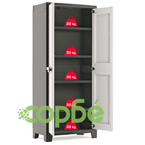 Keter Шкаф за съхранение с рафтове Titan, черно и сиво, 182 см ➤ топ цена ➤ sorbe.bg