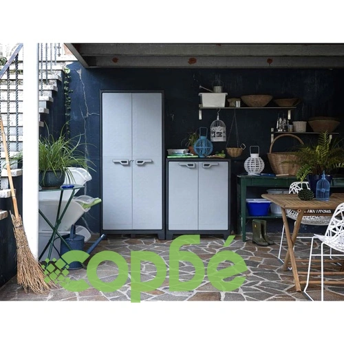 Keter Шкаф за съхранение с рафтове Titan, черно и сиво, 182 см ➤ топ цена ➤ sorbe.bg