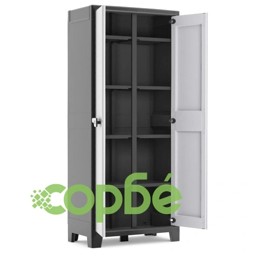 Keter Многофункционален шкаф за съхранение Titan, черно и сиво, 182 см ➤ топ цена ➤ sorbe.bg