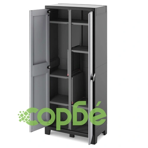 Keter Многофункционален шкаф за съхранение Titan, черно и сиво, 182 см ➤ топ цена ➤ sorbe.bg