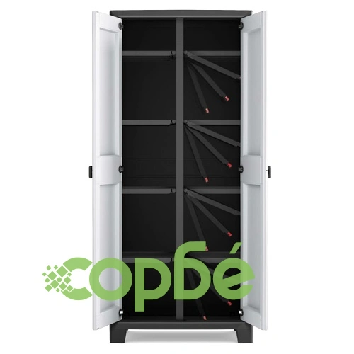 Keter Многофункционален шкаф за съхранение Titan, черно и сиво, 182 см ➤ топ цена ➤ sorbe.bg