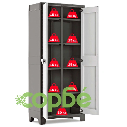 Keter Многофункционален шкаф за съхранение Titan, черно и сиво, 182 см ➤ топ цена ➤ sorbe.bg