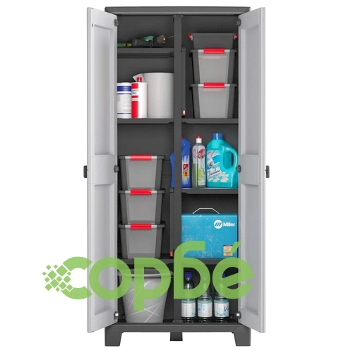 Keter Многофункционален шкаф за съхранение Titan, черно и сиво, 182 см ➤ топ цена ➤ sorbe.bg