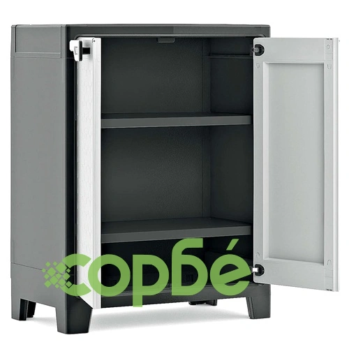 Keter Нисък шкаф за съхранение Titan, черно и сиво, 100 см ➤ топ цена ➤ sorbe.bg