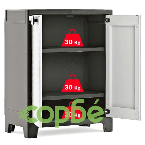 Keter Нисък шкаф за съхранение Titan, черно и сиво, 100 см ➤ топ цена ➤ sorbe.bg