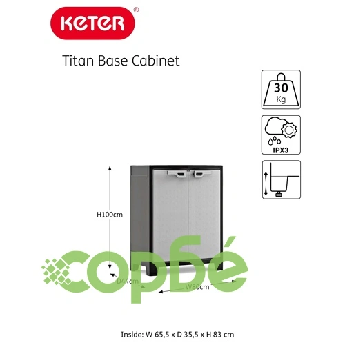 Keter Нисък шкаф за съхранение Titan, черно и сиво, 100 см ➤ топ цена ➤ sorbe.bg