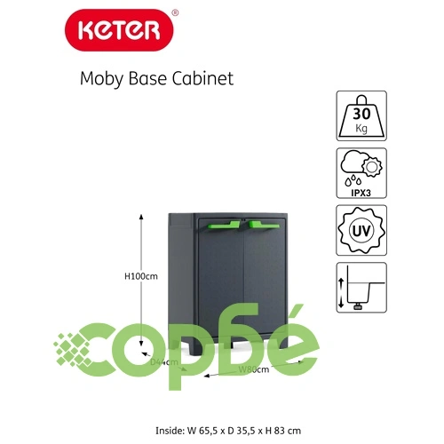 Keter Нисък шкаф за съхранение Moby, графитено сив, 100 см ➤ топ цена ➤ sorbe.bg