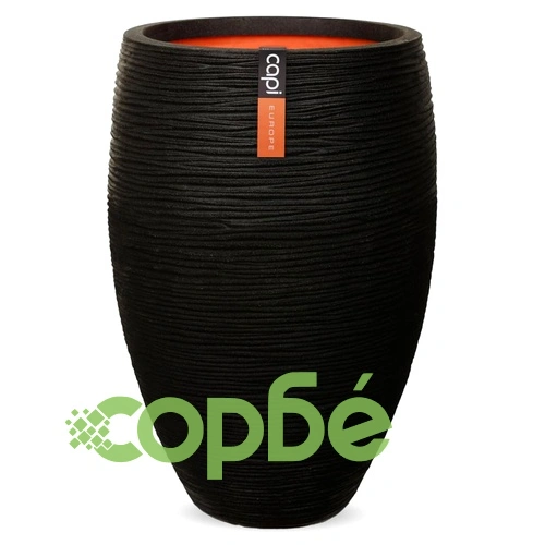 Capi Кашпа Nature Rib елегантна Deluxe 45x72 см черна ➤ топ цена ➤ sorbe.bg