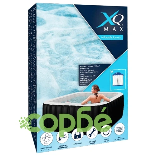 XQ Max Надуваема хидромасажна вана 145x145x65 см черно и бяло ➤ топ цена ➤ sorbe.bg